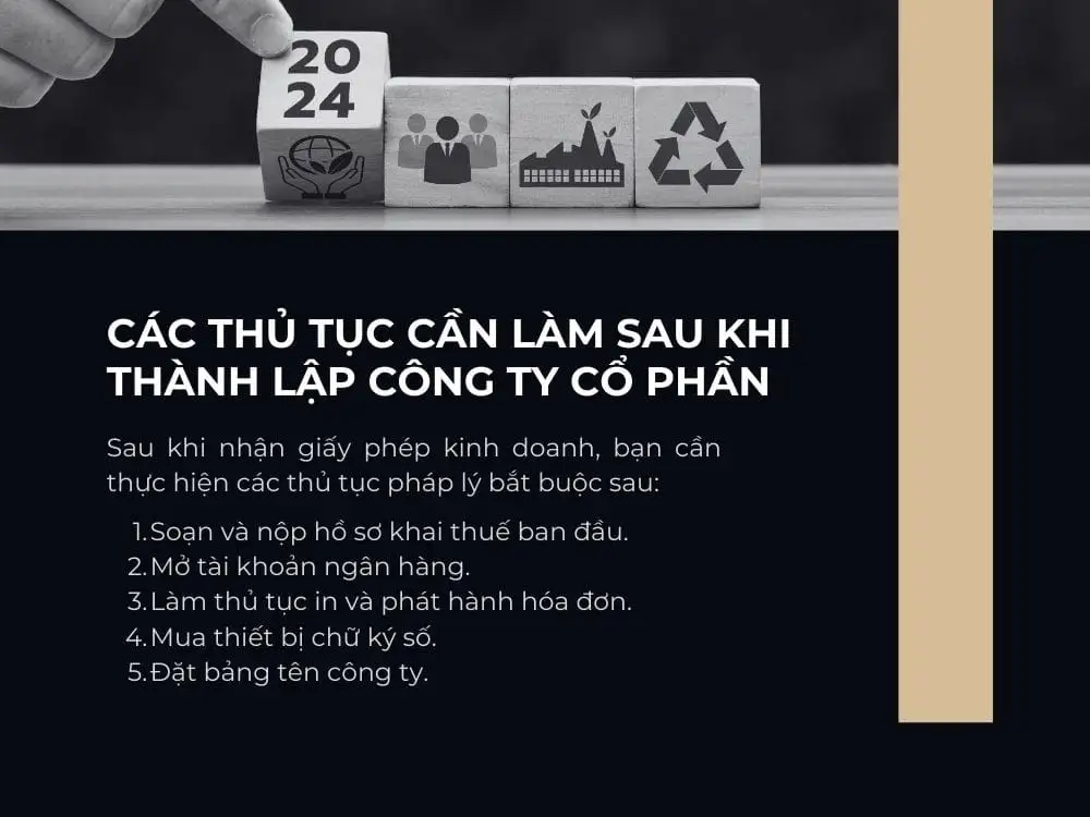 Các thủ tục cần làm sau khi thành lập công ty cổ phần.