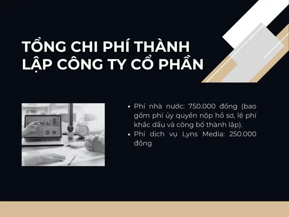 Tổng chi phí thành lập công ty cổ phần tại Lyns Media.